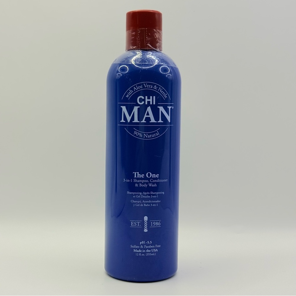 CHI MAN The One 3-in-1 Shampoo Conditioner Body Wash 12oz Natural Made USA